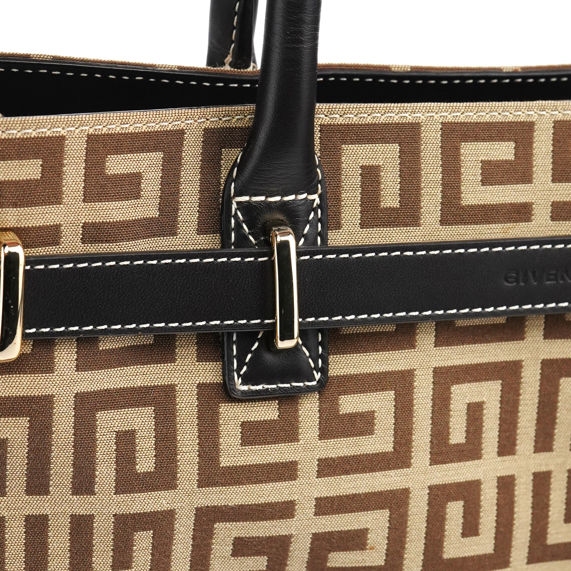 Beige Brown Monogram Tote Bag