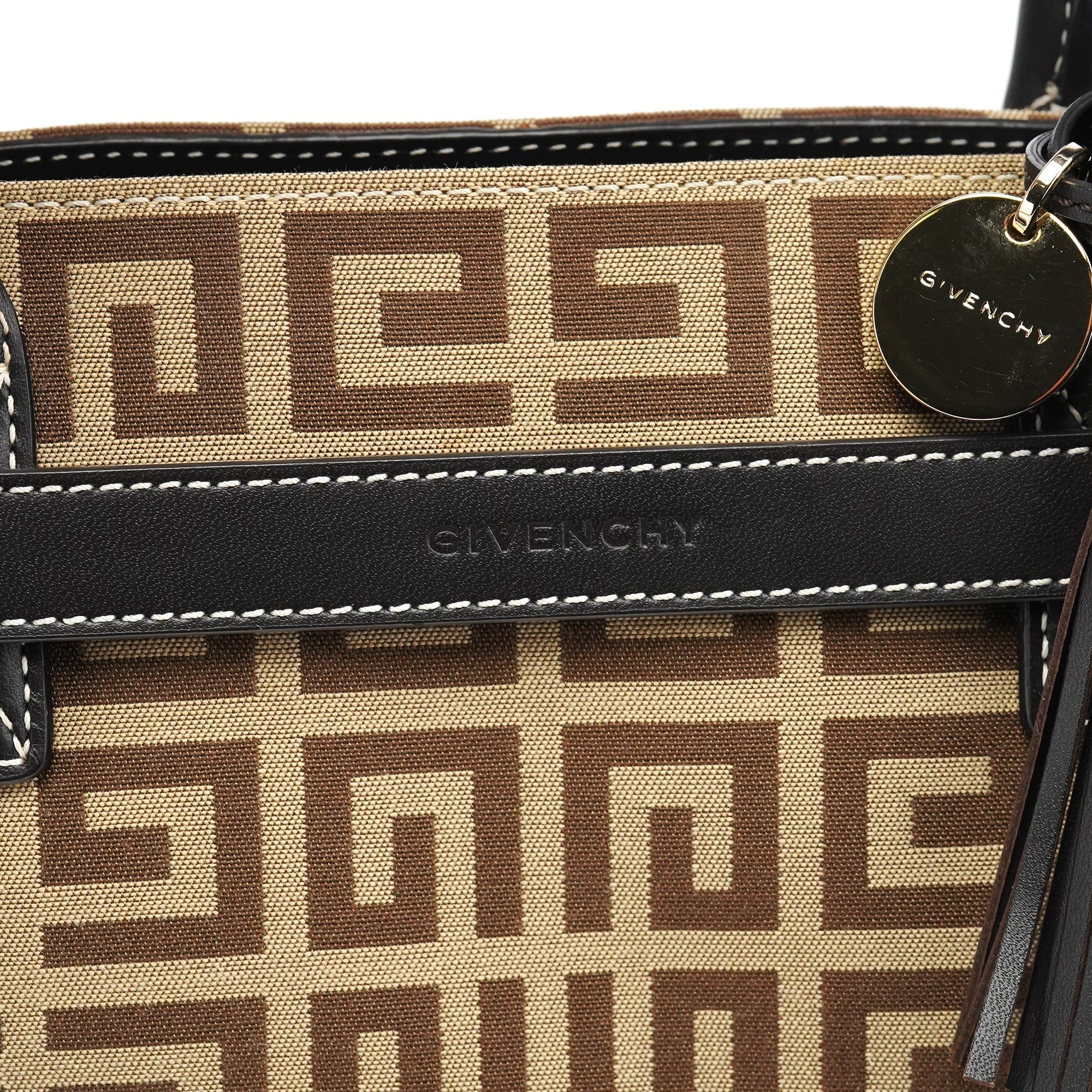 Beige Brown Monogram Tote Bag
