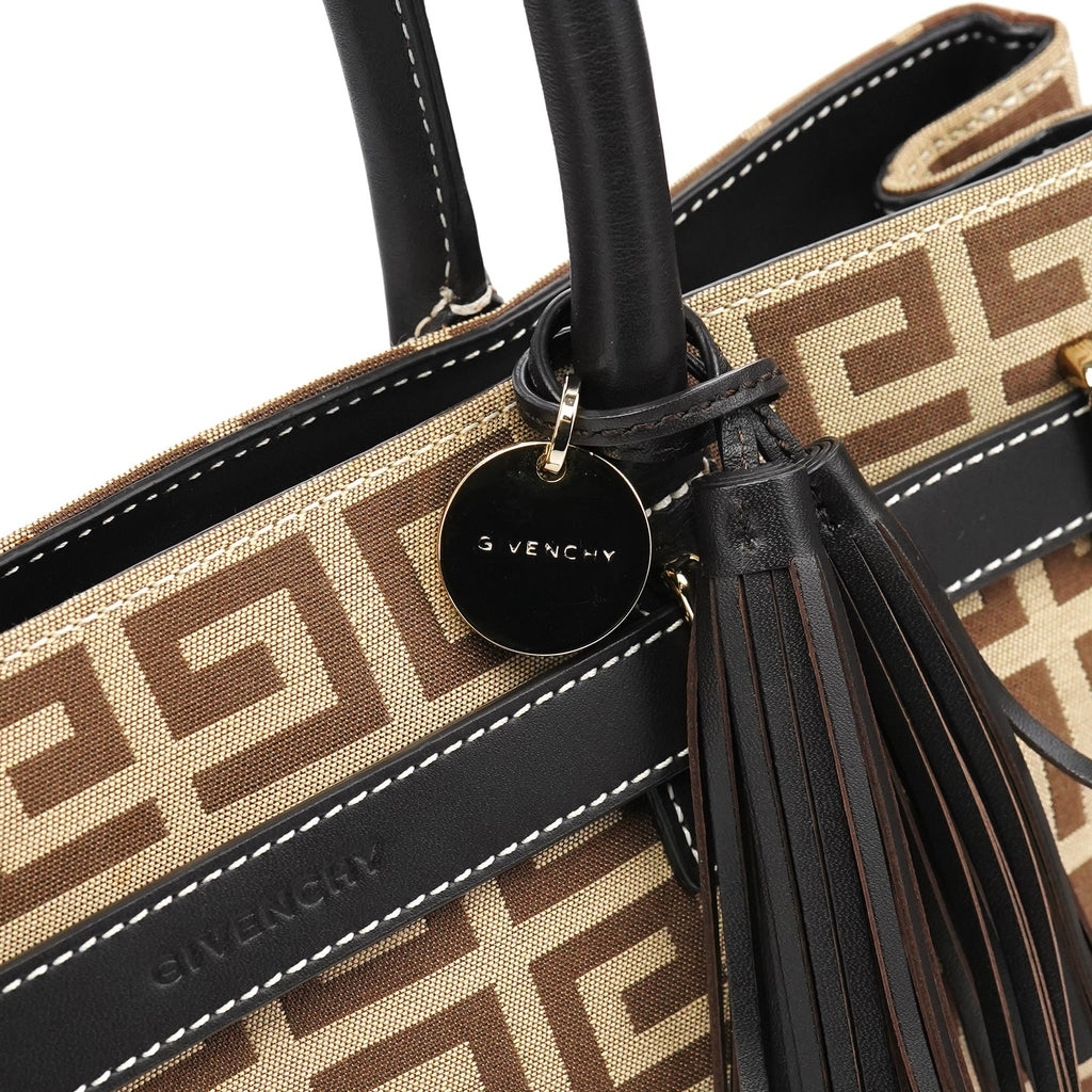 Beige Brown Monogram Tote Bag