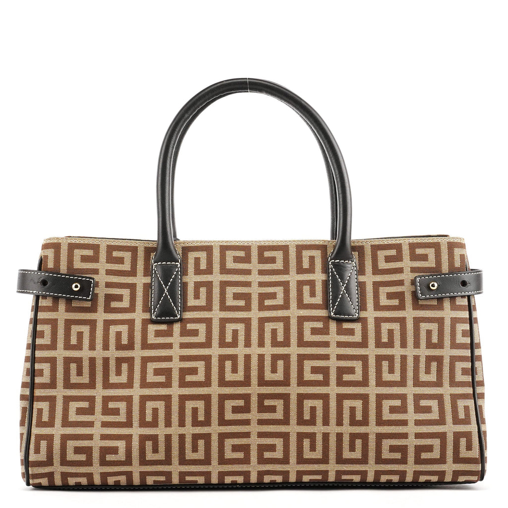 Beige Brown Monogram Tote Bag