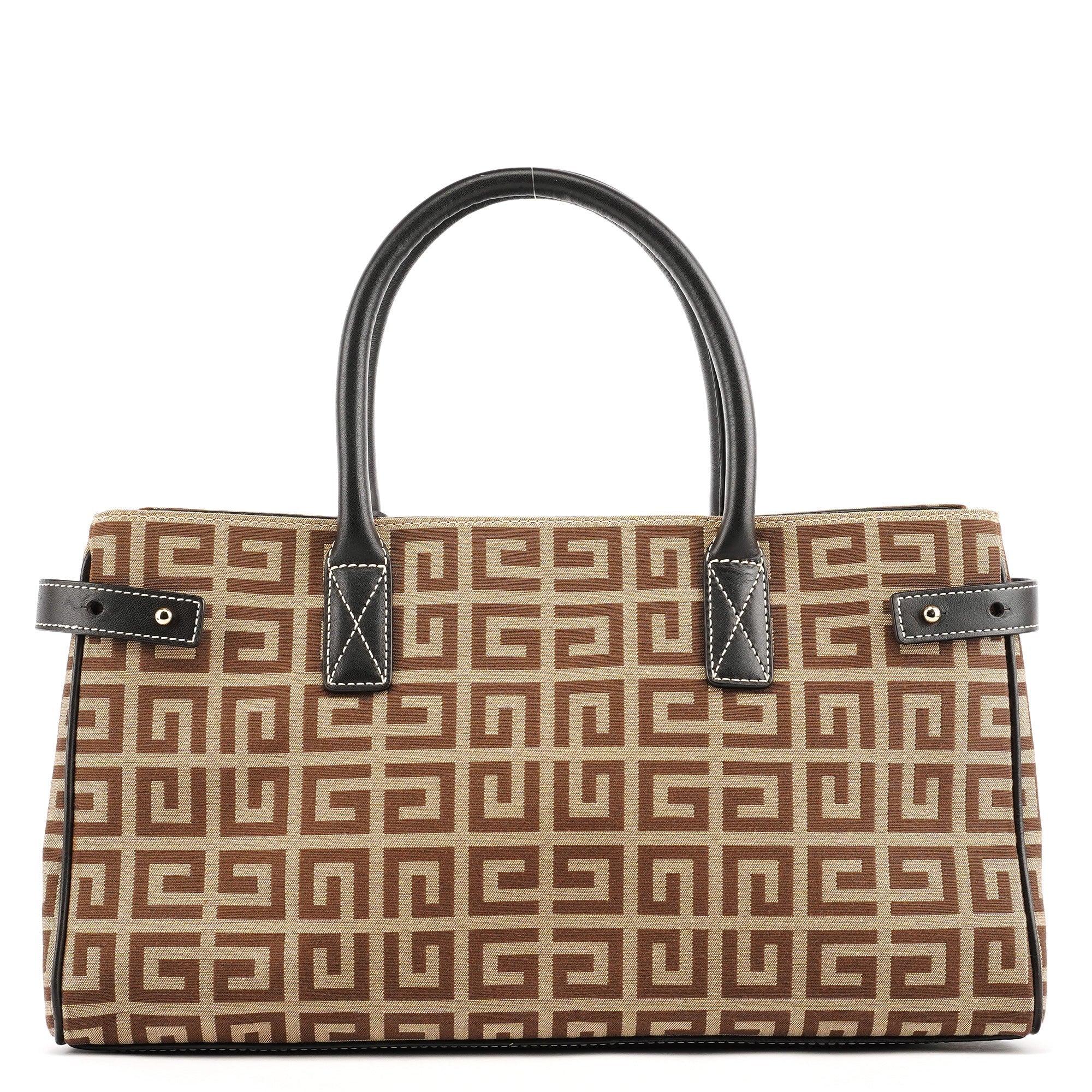 Beige Brown Monogram Tote Bag