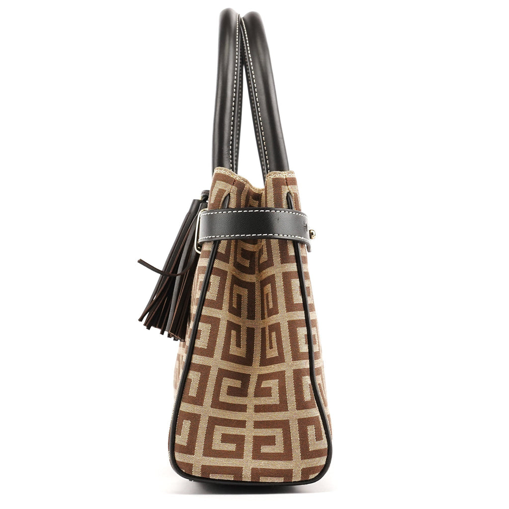 Beige Brown Monogram Tote Bag