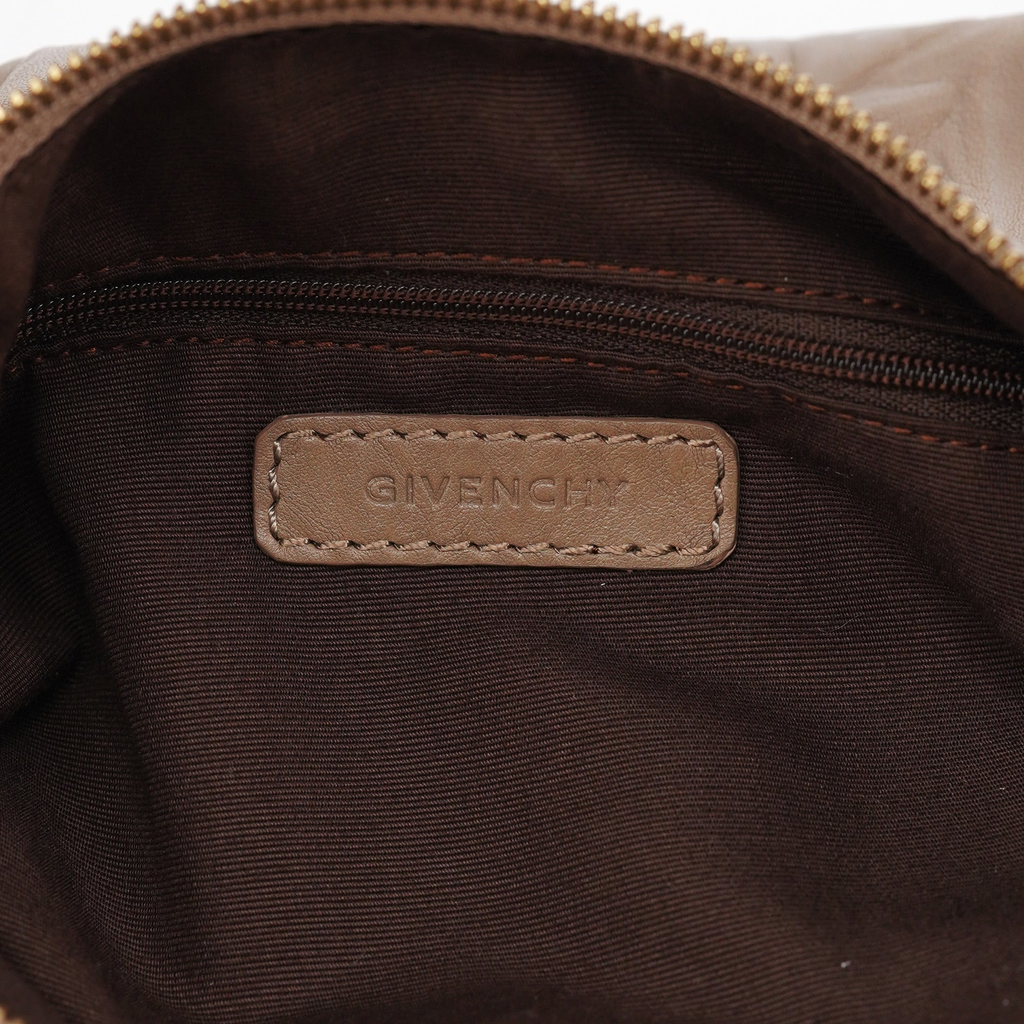 Beige Lambskin Hobo Shoulder Bag