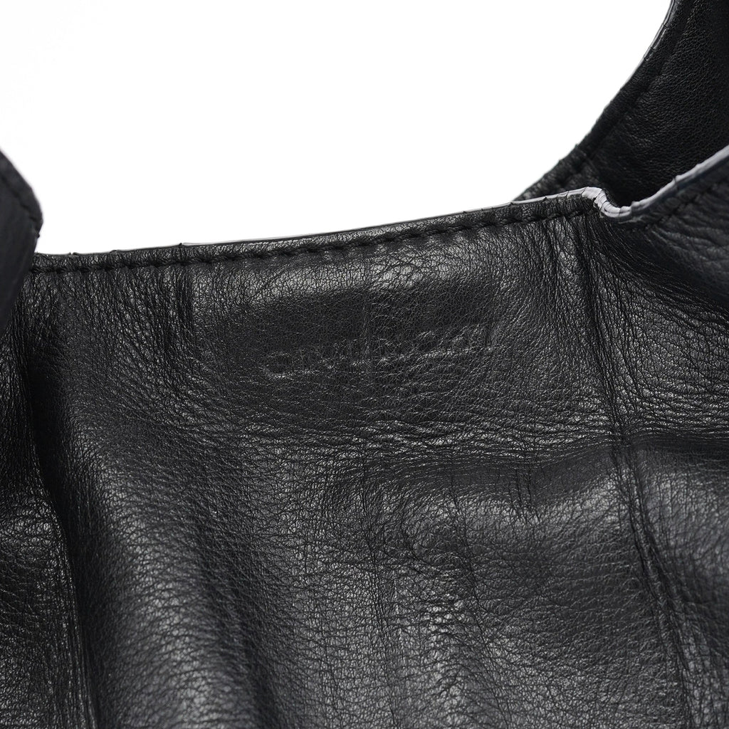 Black Calfskin Hobo Shoulder Bag