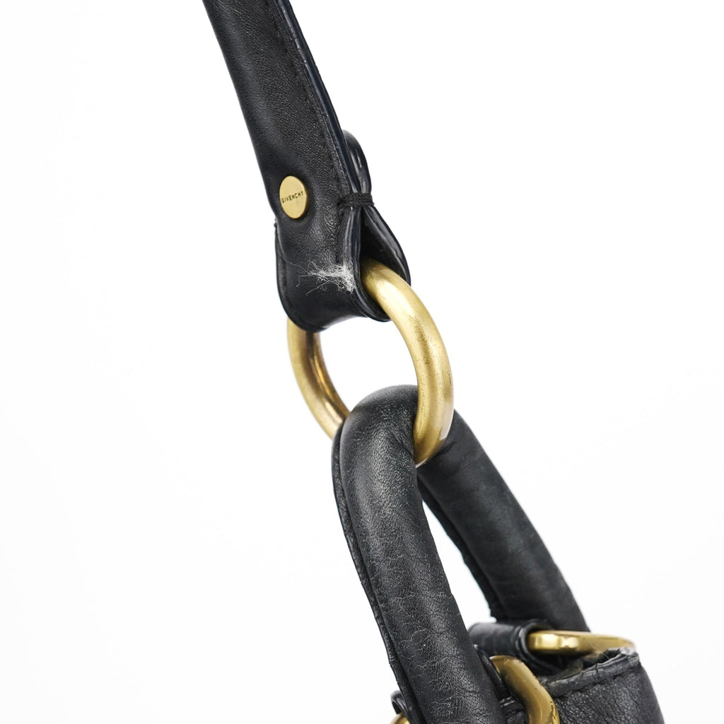 Black Calfskin Hobo Shoulder Bag