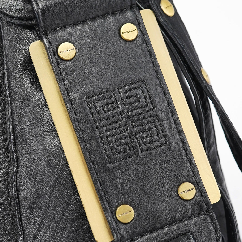 Black Calfskin Hobo Shoulder Bag