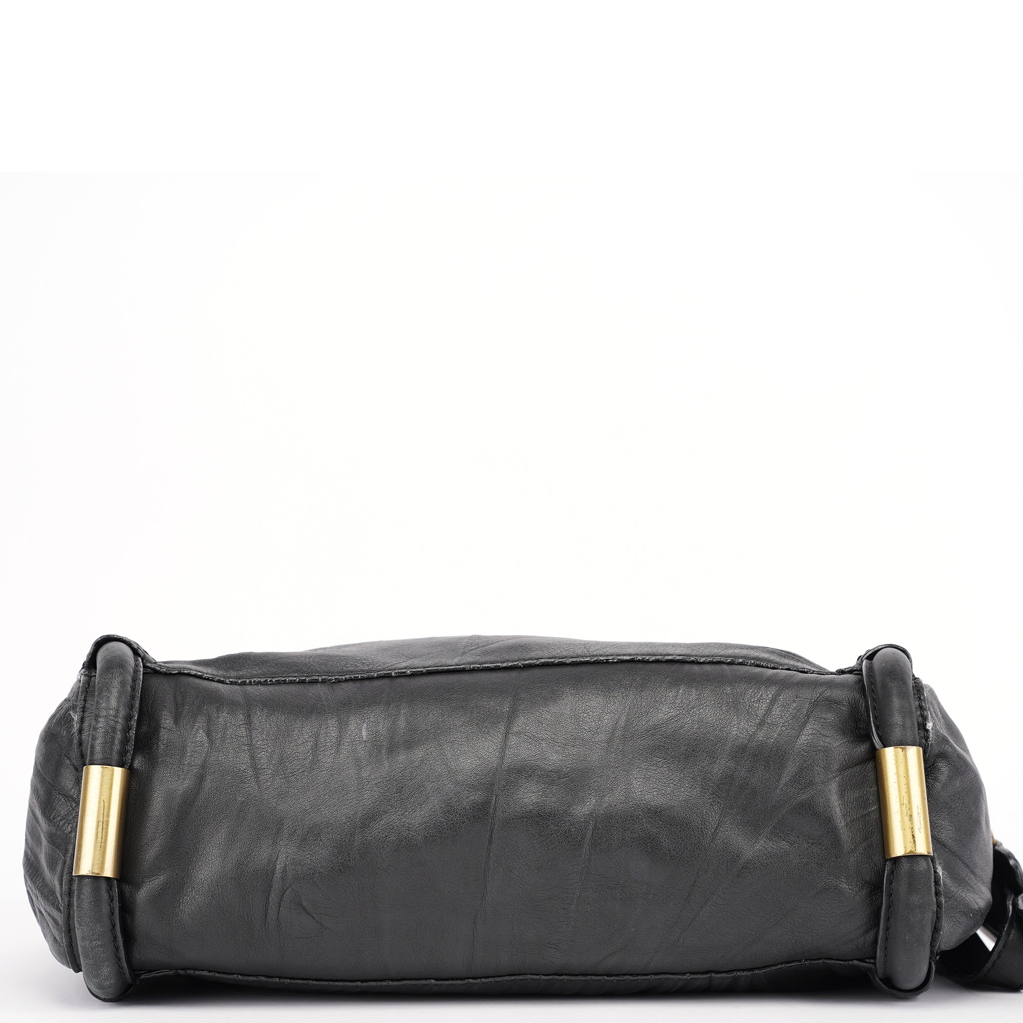 Black Calfskin Hobo Shoulder Bag