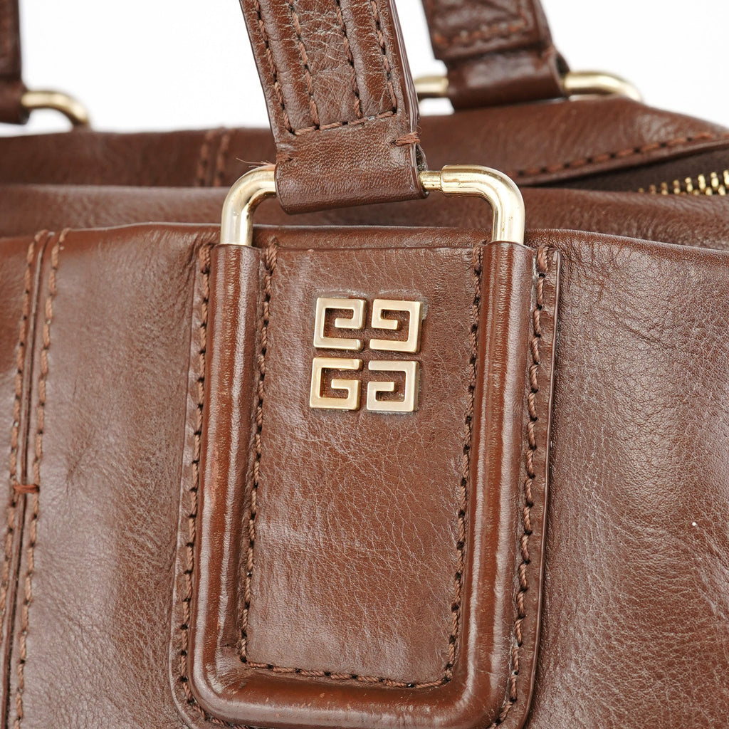 Brown Lambskin 2-Way Tote Bag
