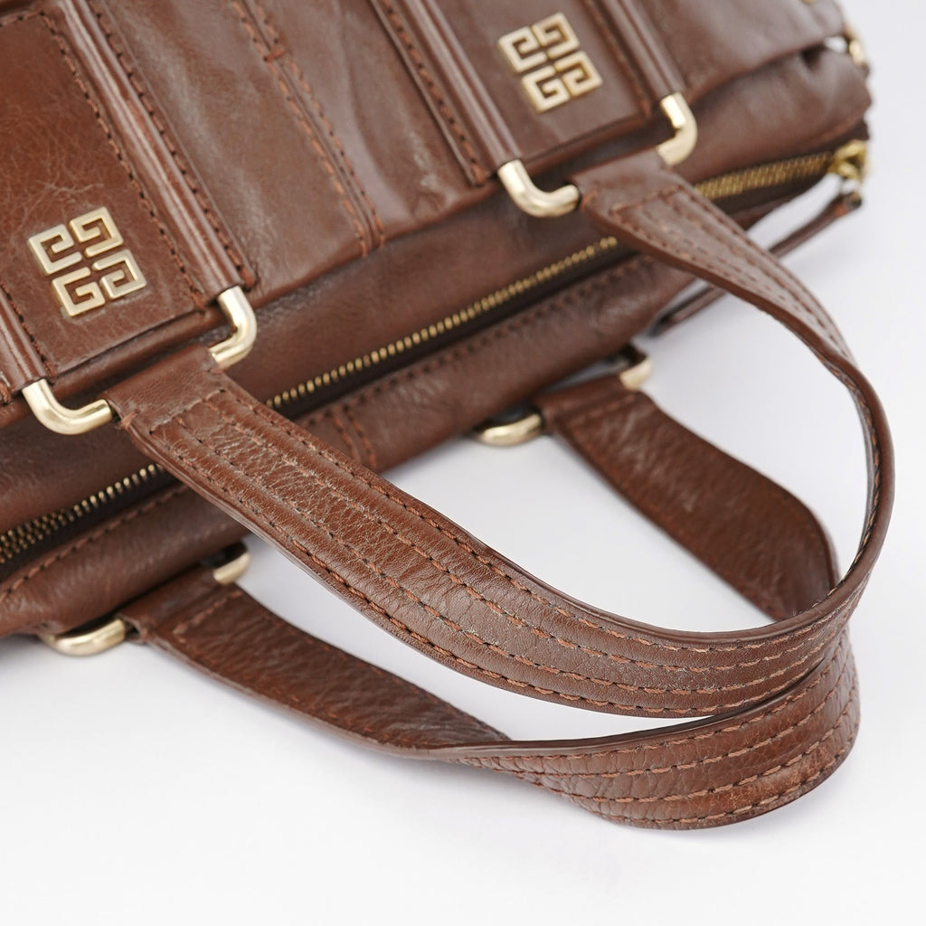 Brown Lambskin 2-Way Tote Bag