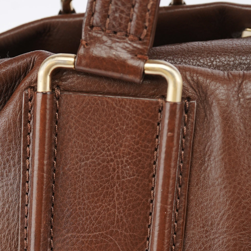 Brown Lambskin 2-Way Tote Bag