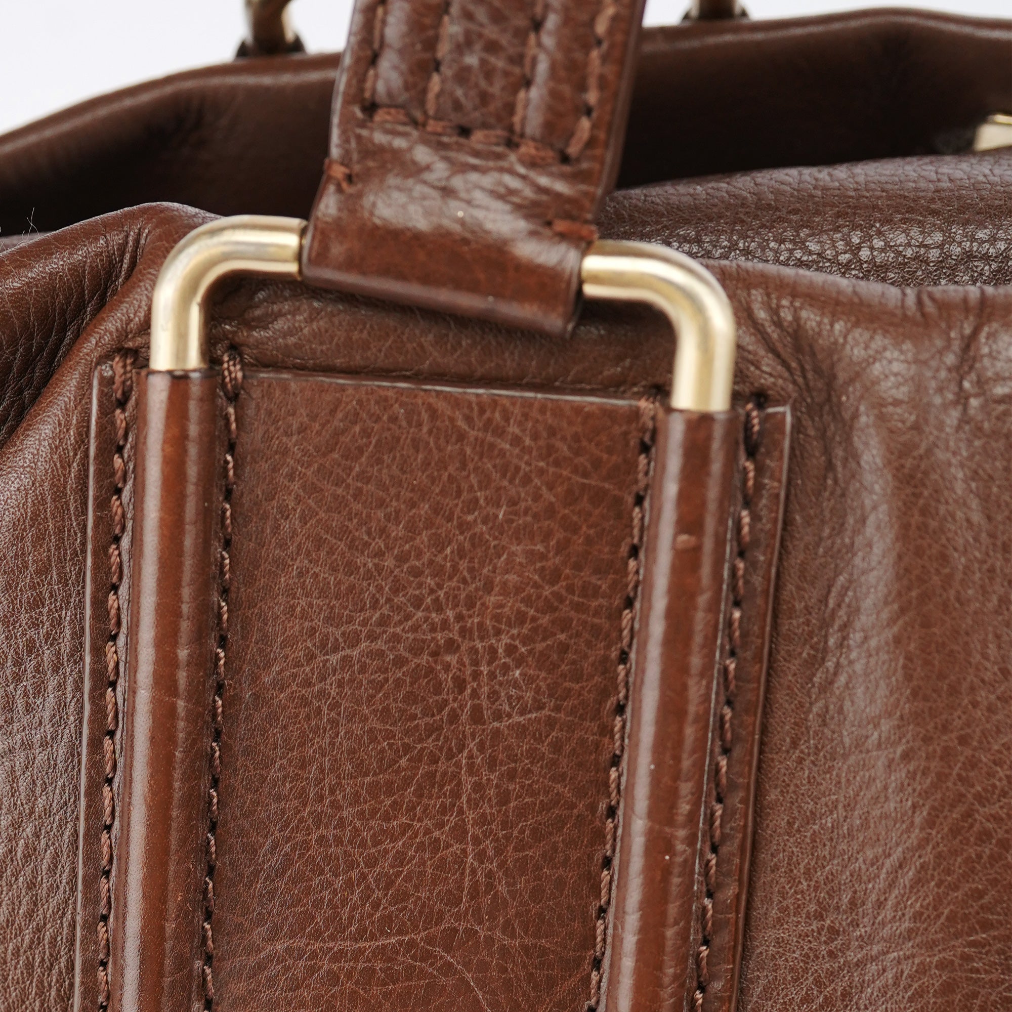 Brown Lambskin 2-Way Tote Bag