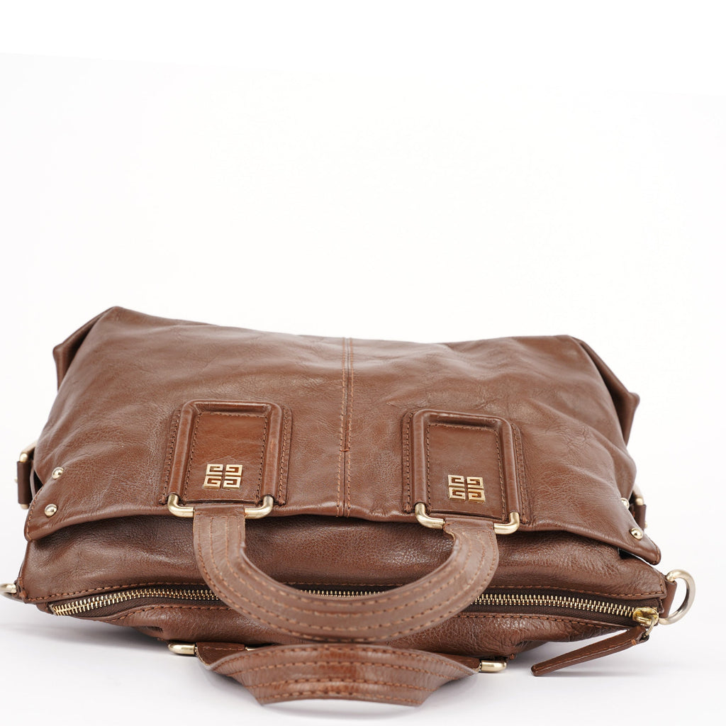 Brown Lambskin 2-Way Tote Bag