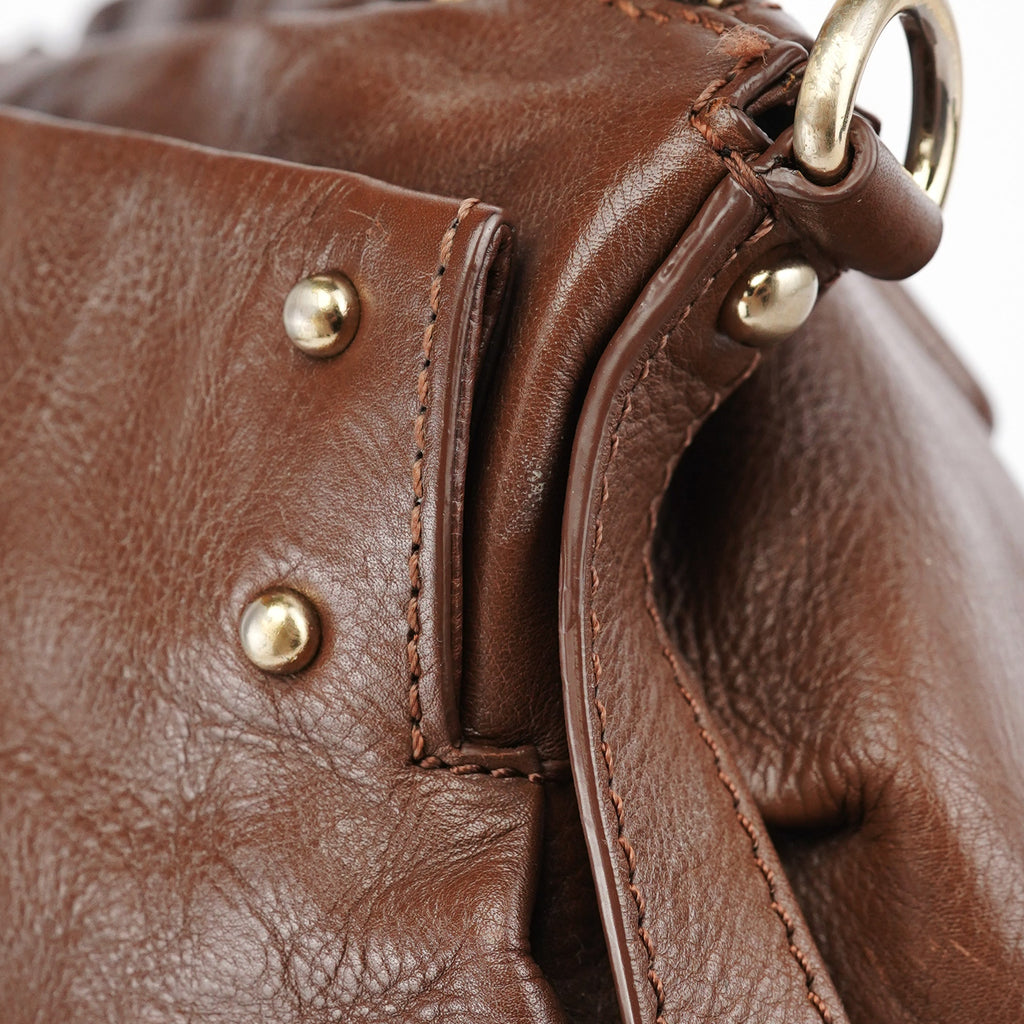 Brown Lambskin 2-Way Tote Bag