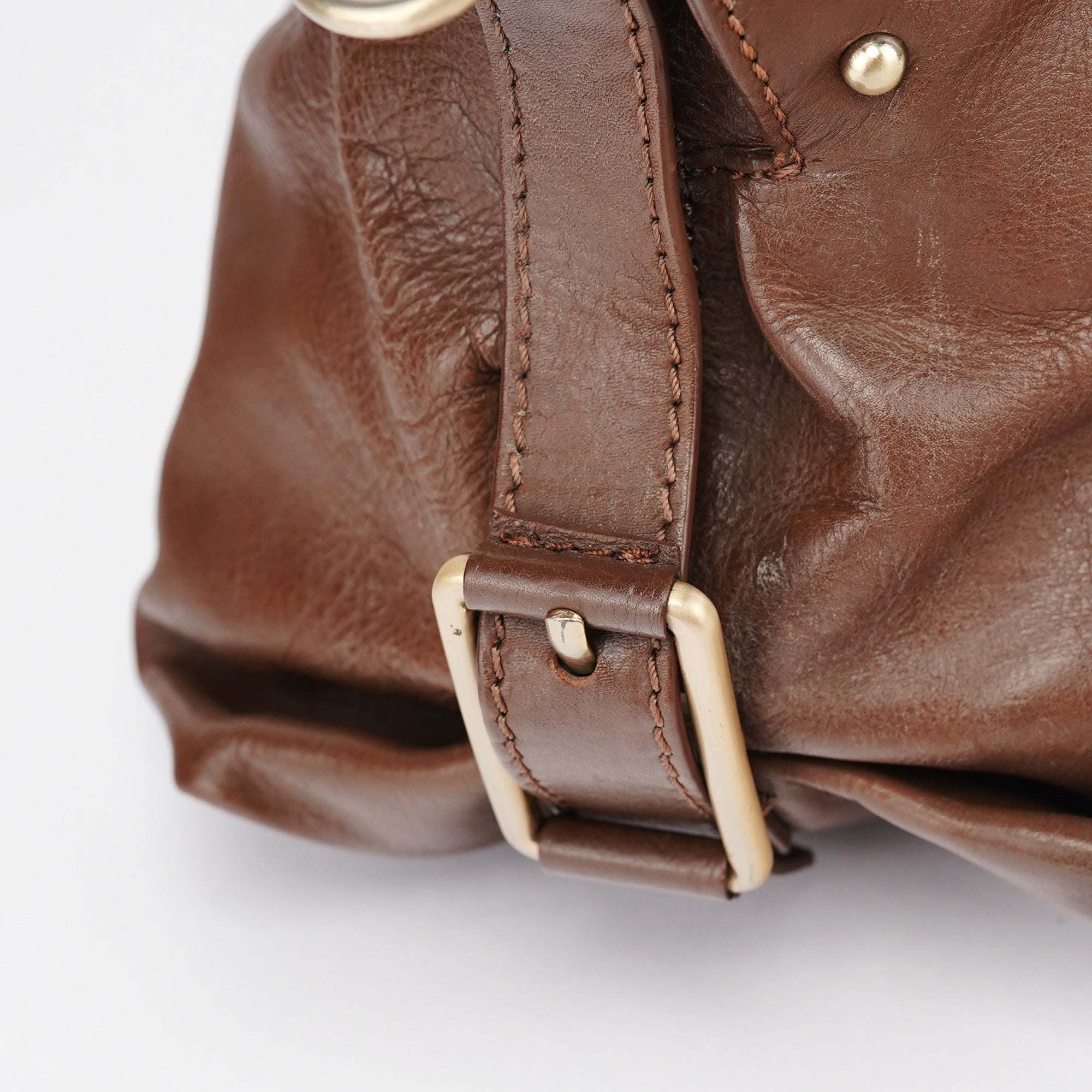 Brown Lambskin 2-Way Tote Bag