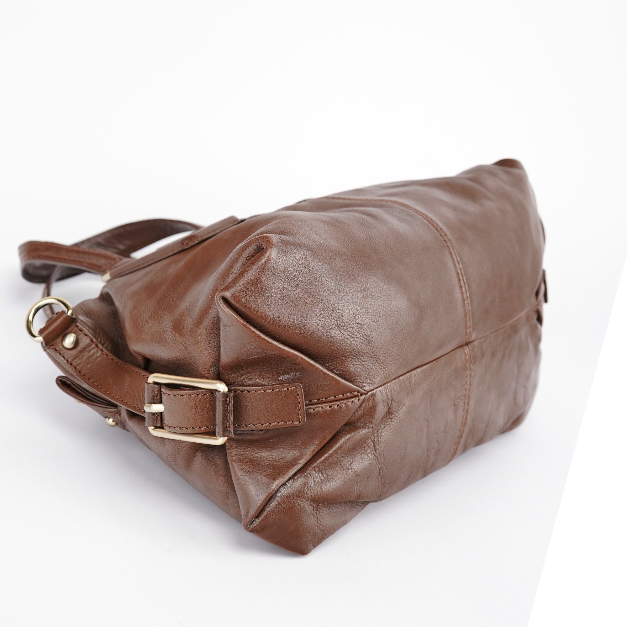 Brown Lambskin 2-Way Tote Bag