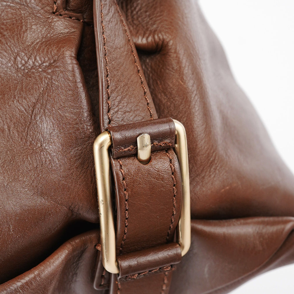 Brown Lambskin 2-Way Tote Bag