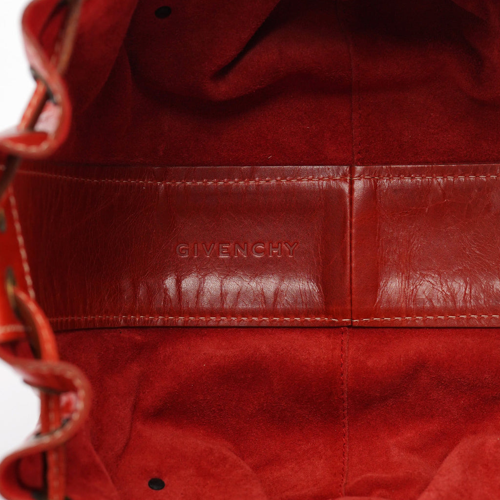 Burnt Orange Calfskin Tassel Drawstring Bag