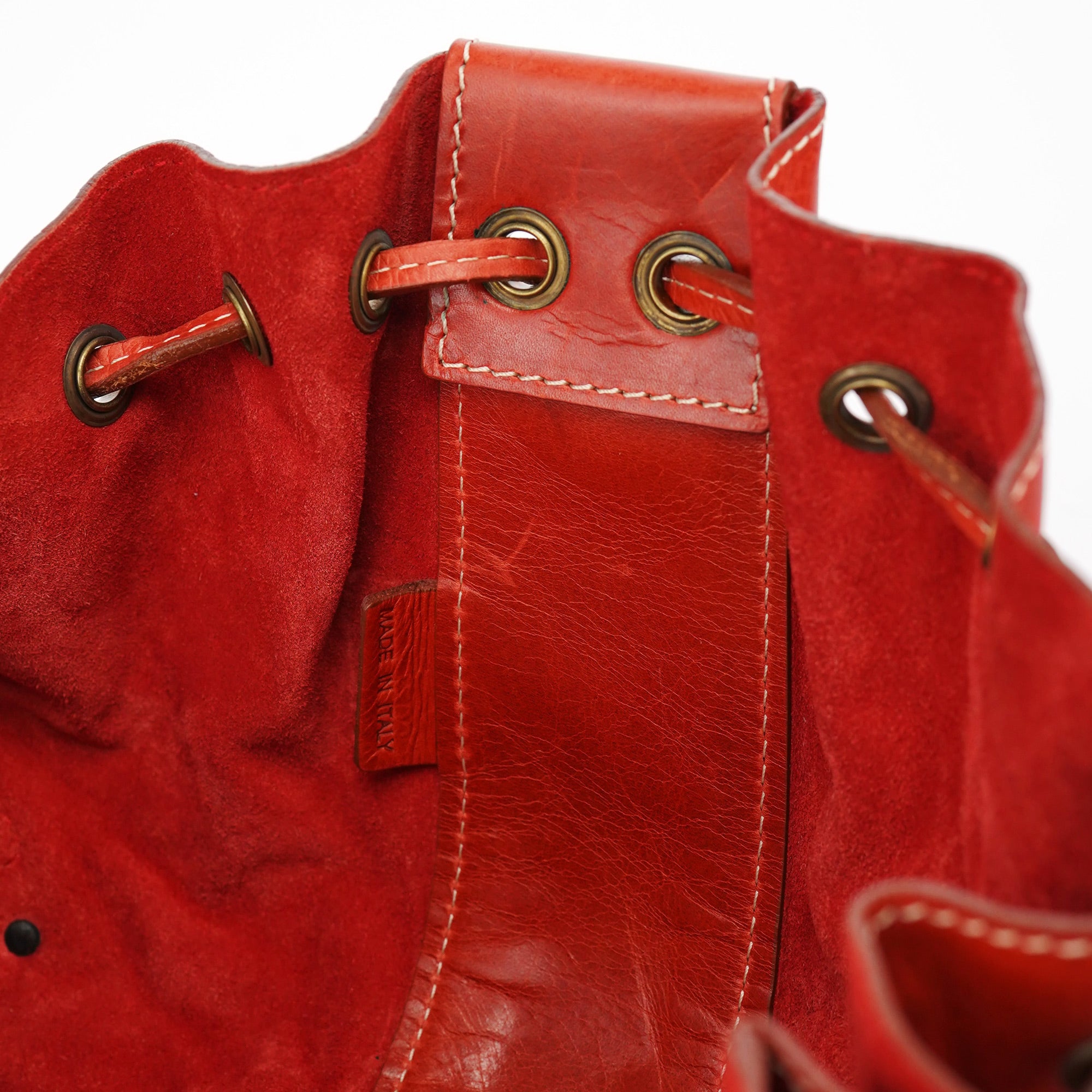 Burnt Orange Calfskin Tassel Drawstring Bag