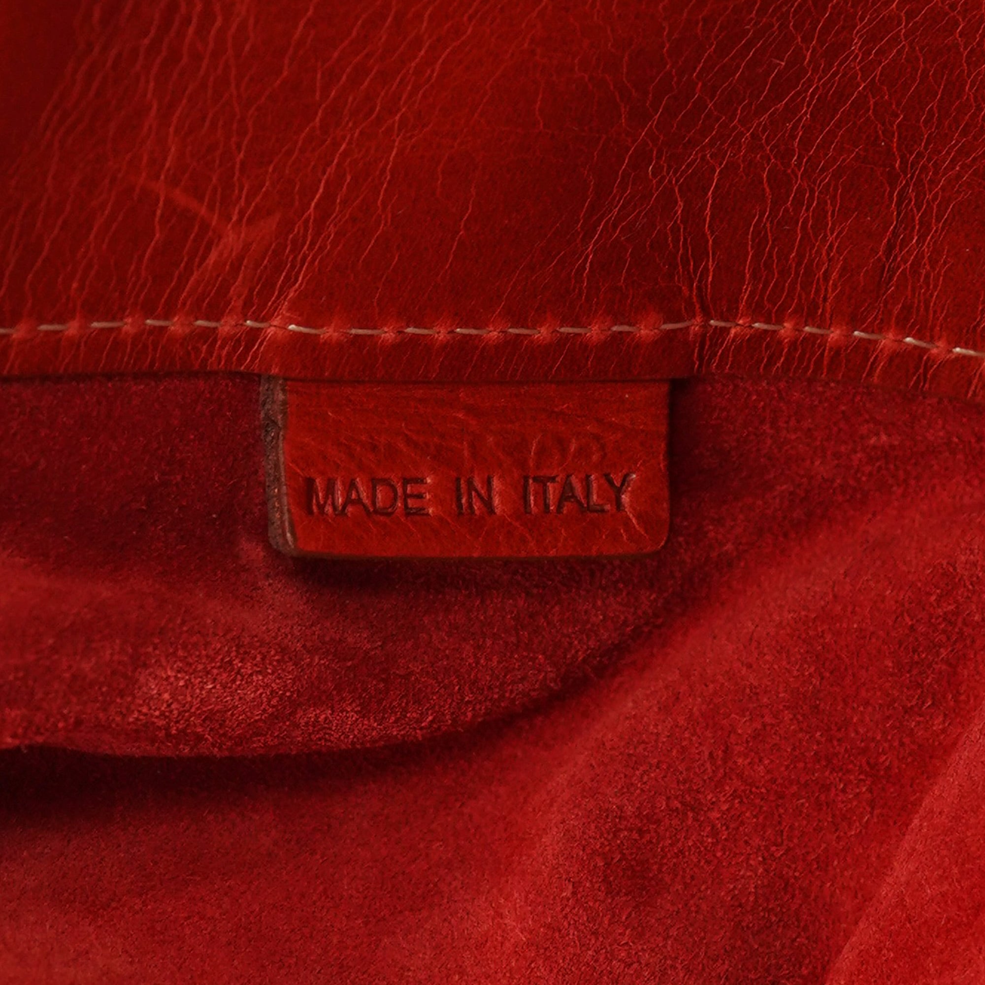 Burnt Orange Calfskin Tassel Drawstring Bag