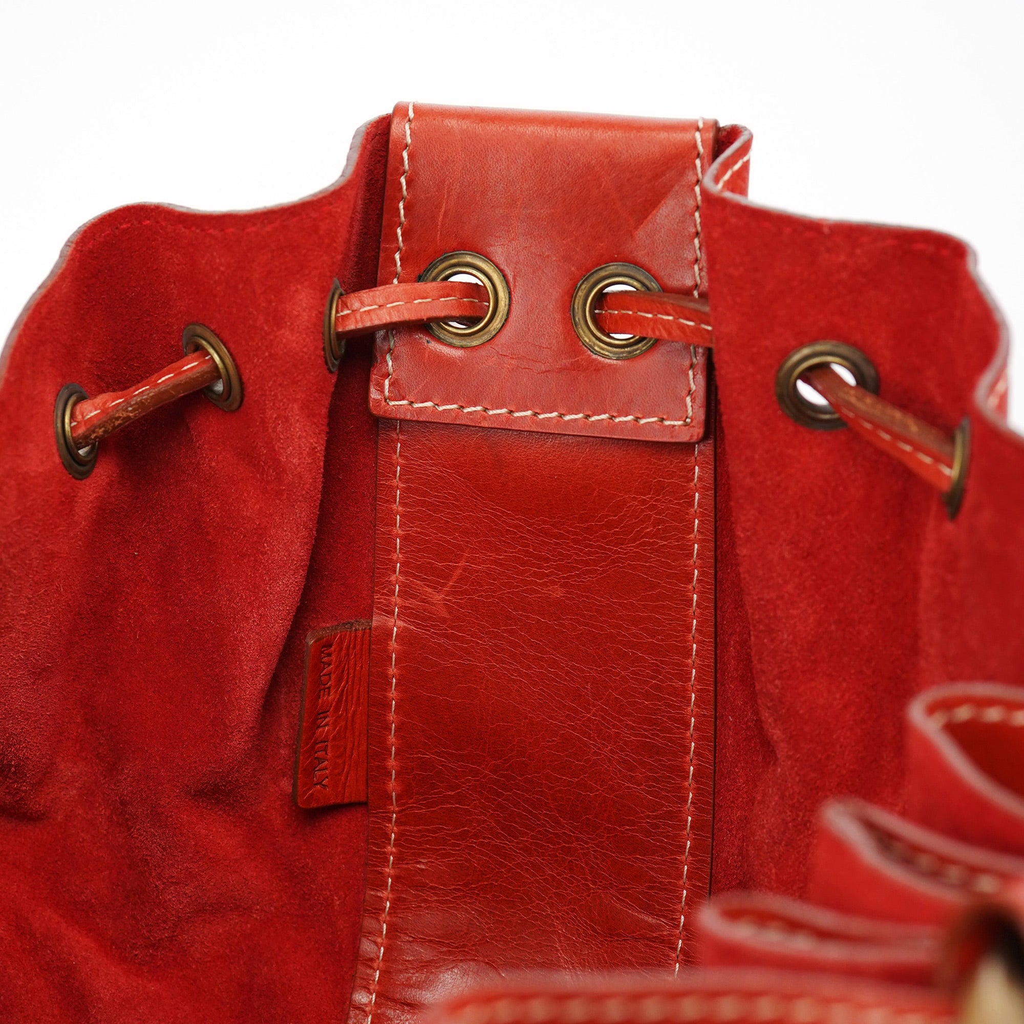 Burnt Orange Calfskin Tassel Drawstring Bag