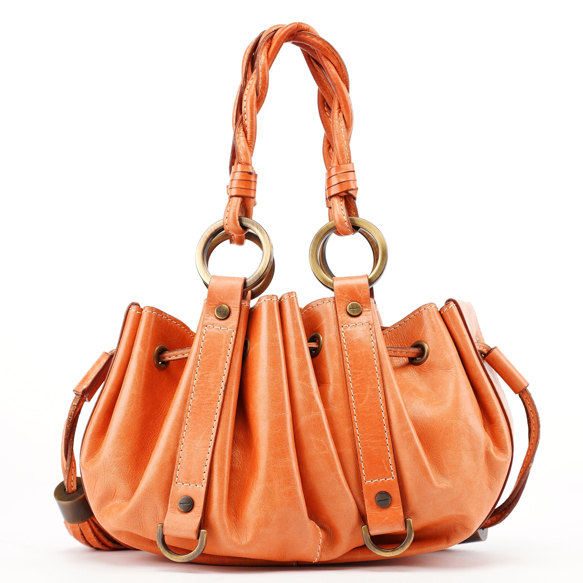 Orange Calfskin Tassel Handbag