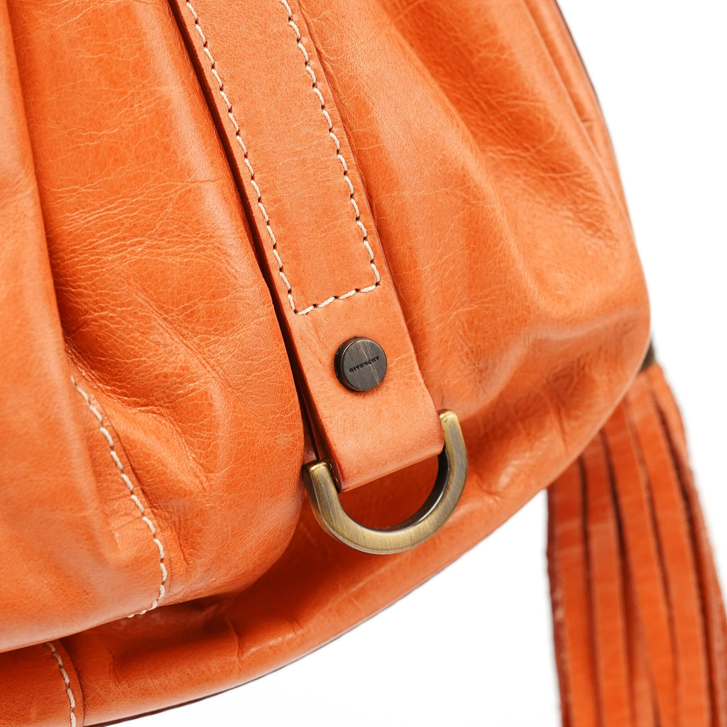 Orange Calfskin Tassel Handbag