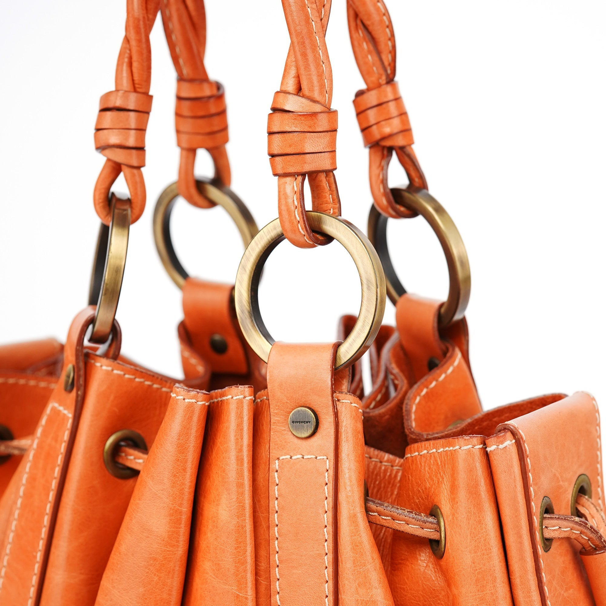 Orange Calfskin Tassel Handbag