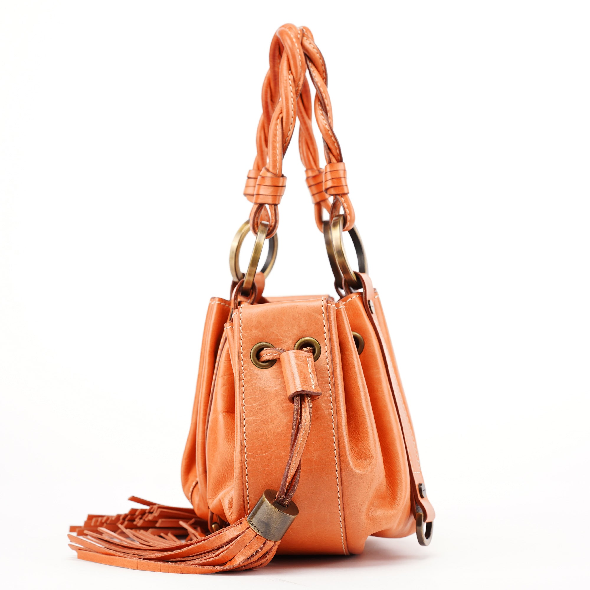Orange Calfskin Tassel Handbag