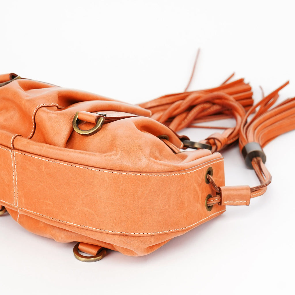 Orange Calfskin Tassel Handbag