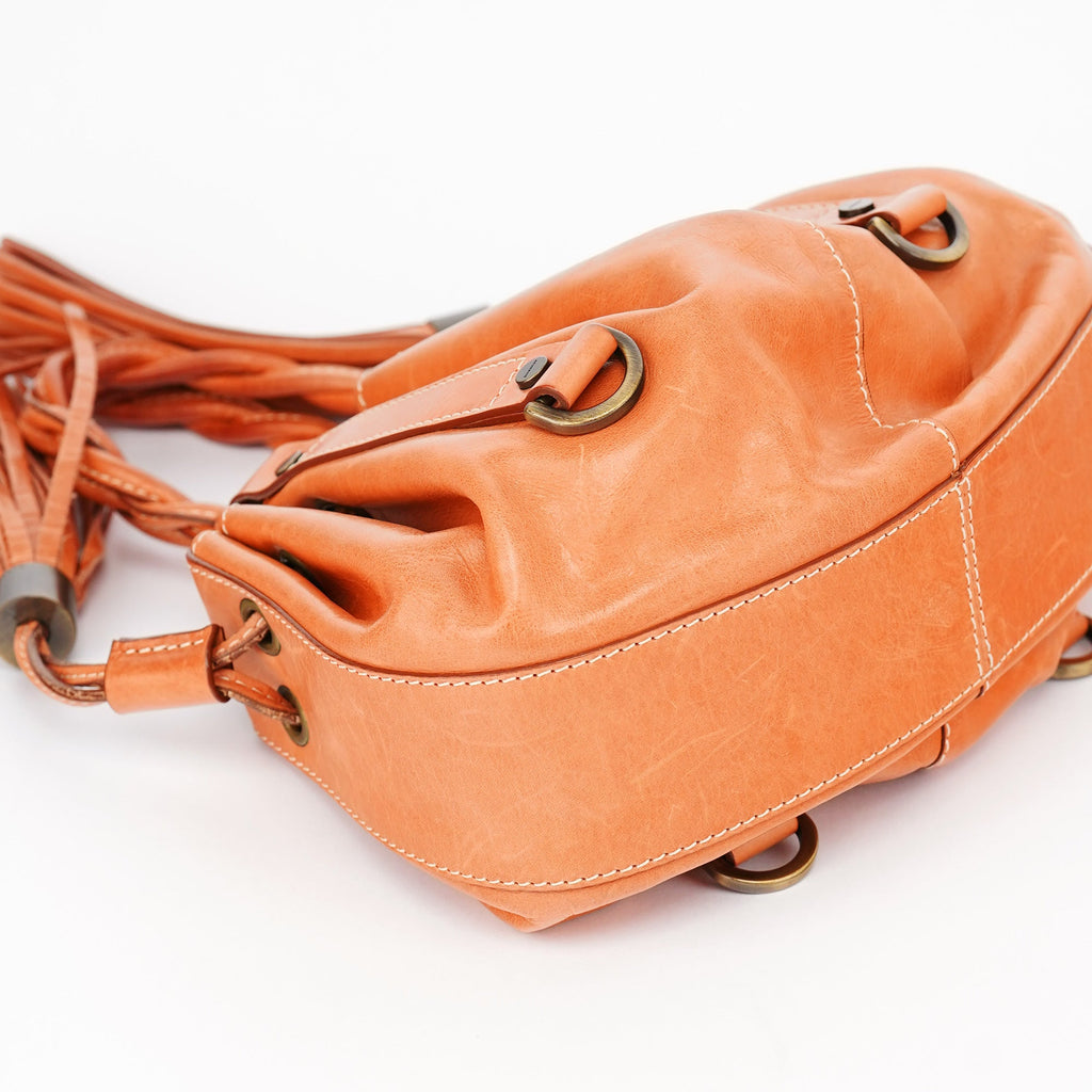 Orange Calfskin Tassel Handbag