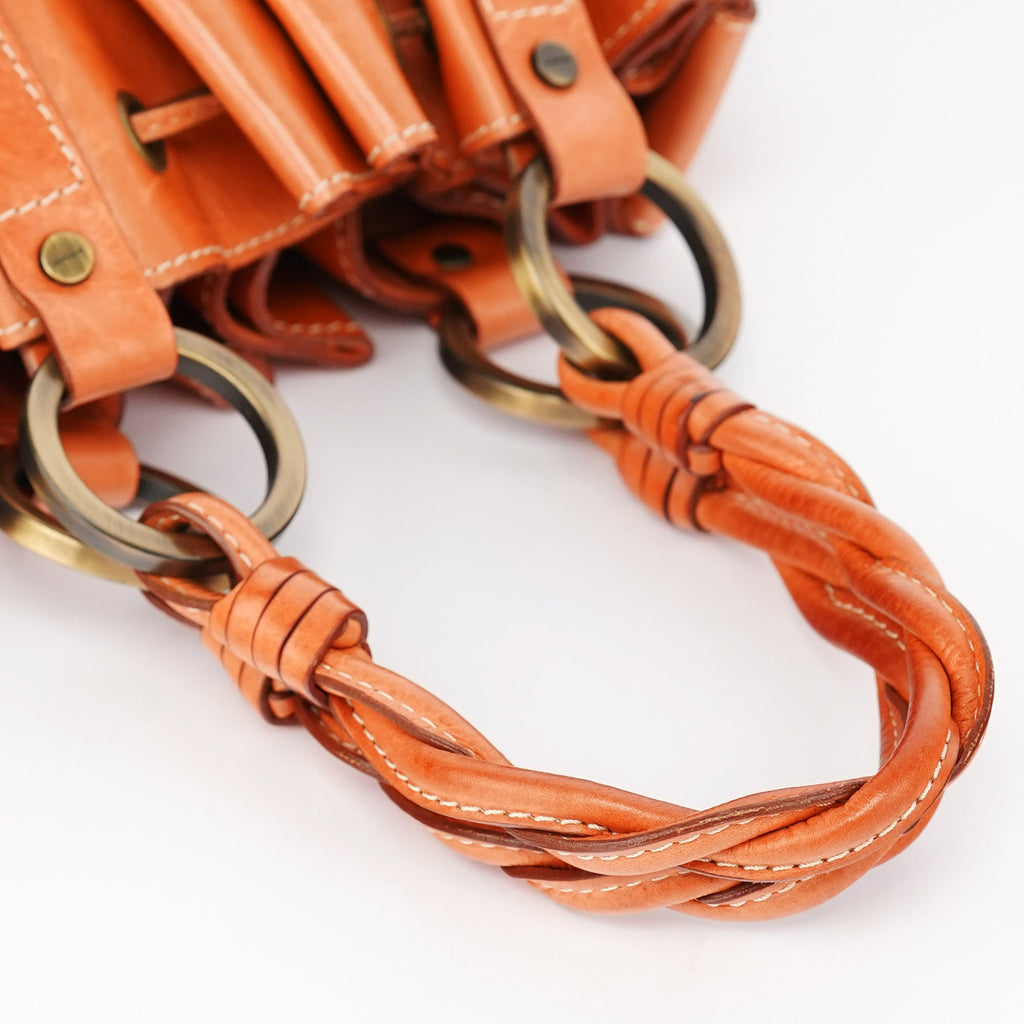 Orange Calfskin Tassel Handbag