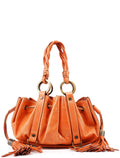 Orange Calfskin Tassel Handbag