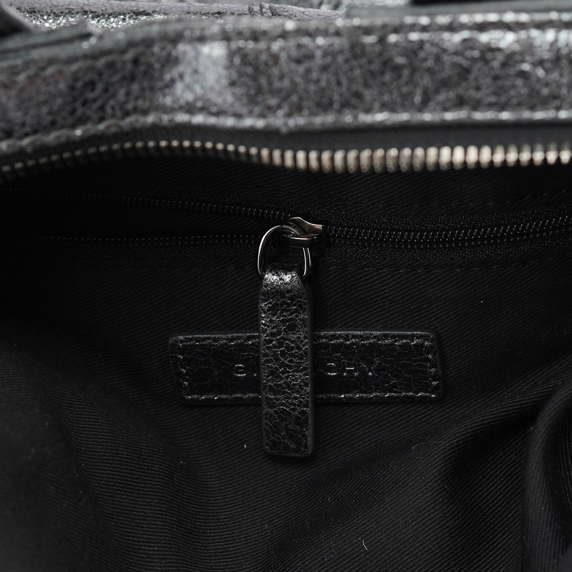 Silver Metallic Leather Tote Bag