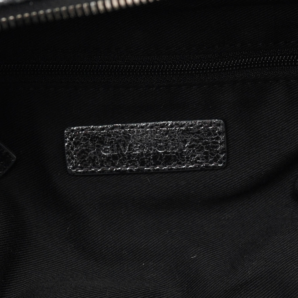 Silver Metallic Leather Tote Bag