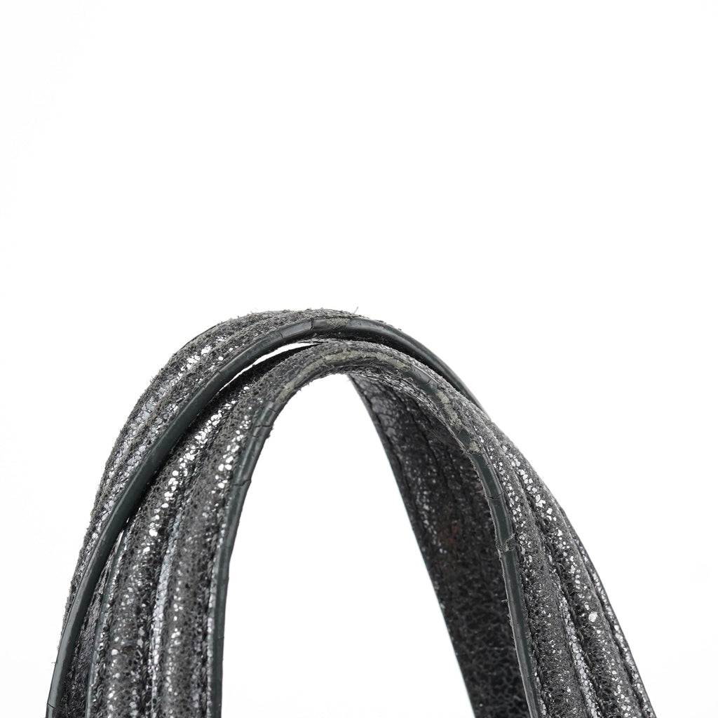 Silver Metallic Leather Tote Bag