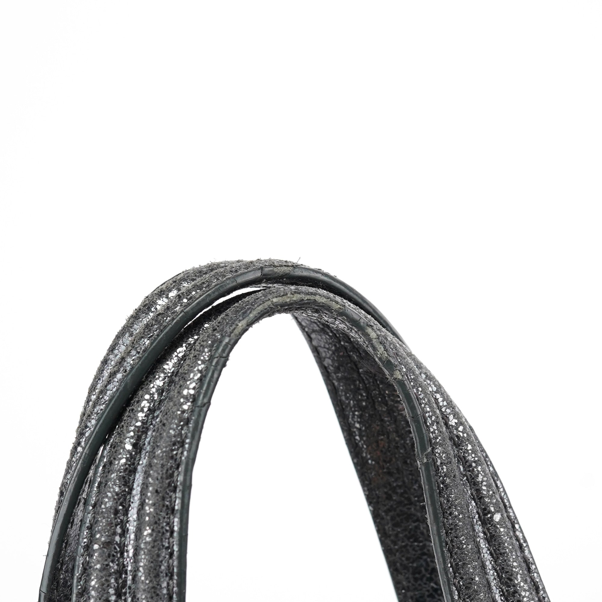 Silver Metallic Leather Tote Bag