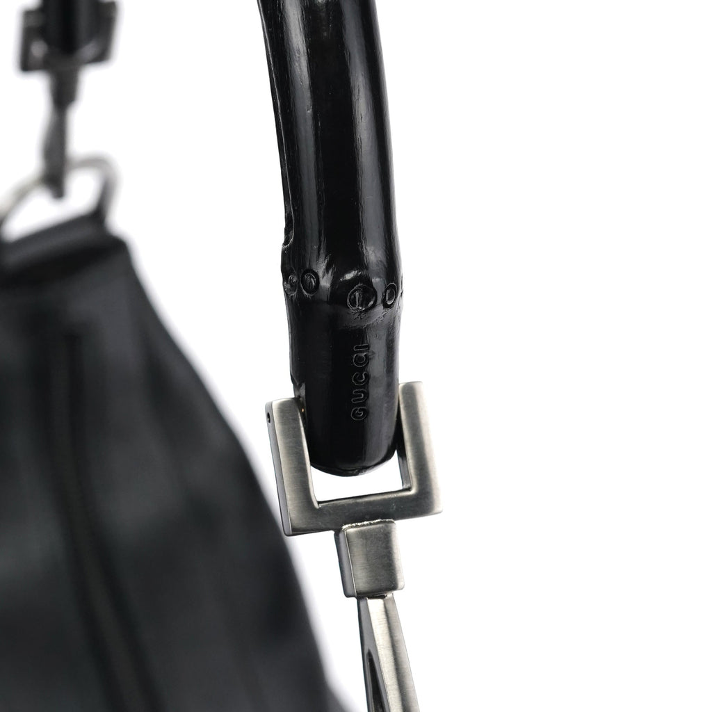 000 0531 Black Calfskin Bamboo Shoulder Bag