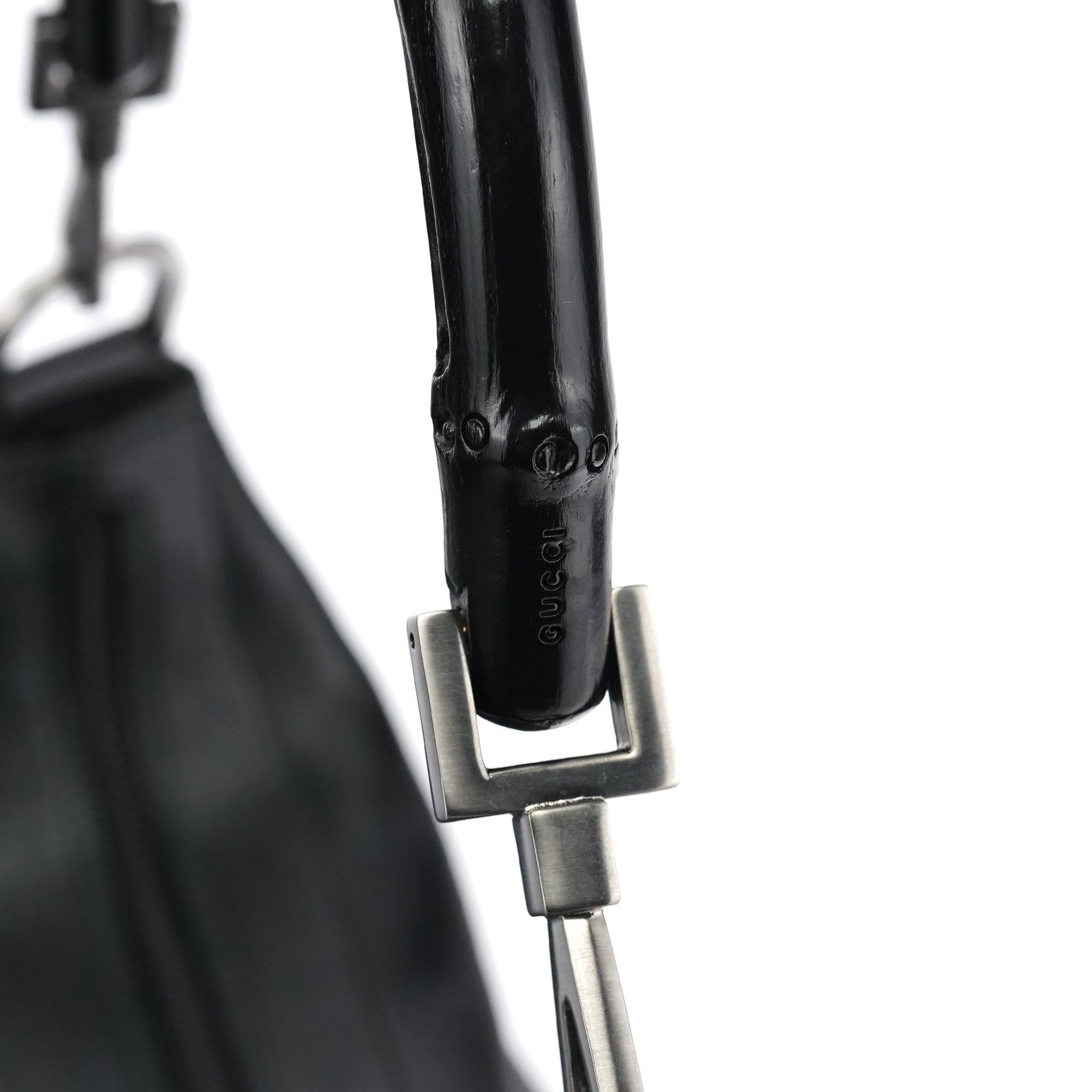 000 0531 Black Calfskin Bamboo Shoulder Bag