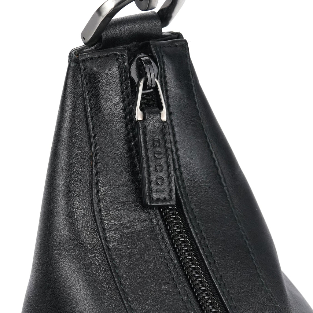 000 0531 Black Calfskin Bamboo Shoulder Bag