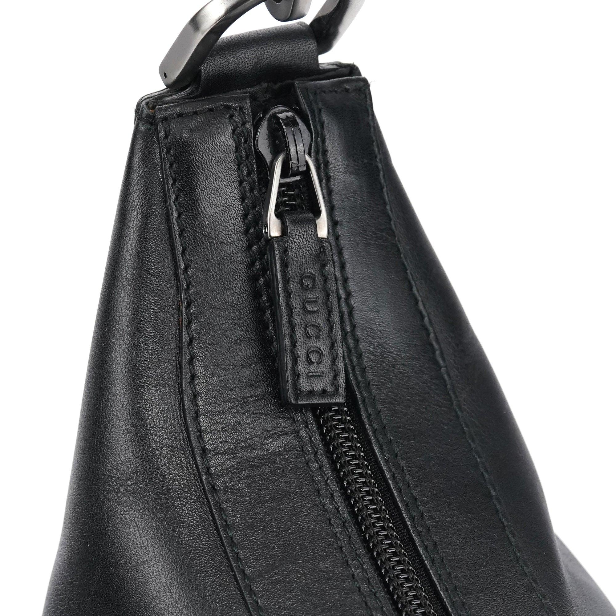 000 0531 Black Calfskin Bamboo Shoulder Bag