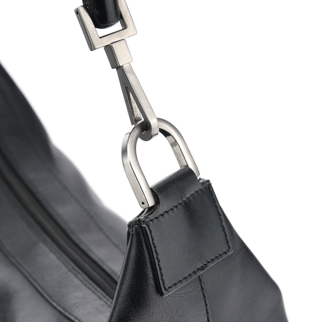000 0531 Black Calfskin Bamboo Shoulder Bag