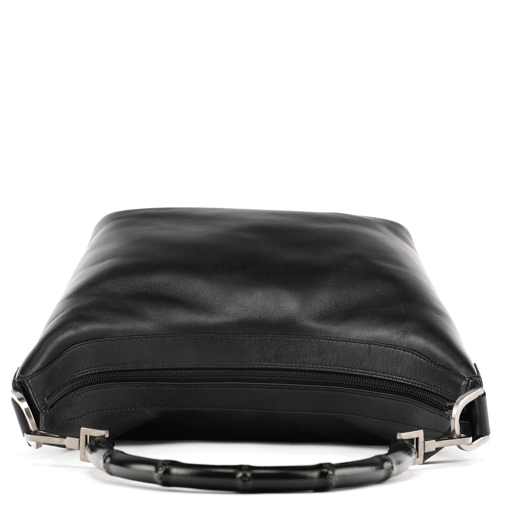 000 0531 Black Calfskin Bamboo Shoulder Bag