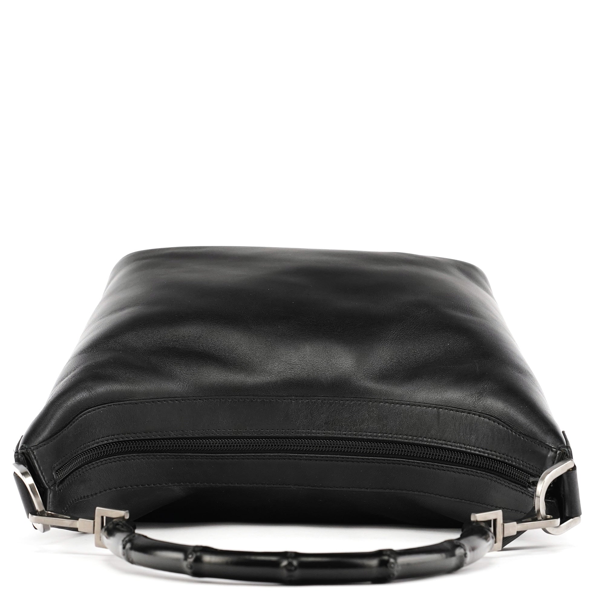 000 0531 Black Calfskin Bamboo Shoulder Bag