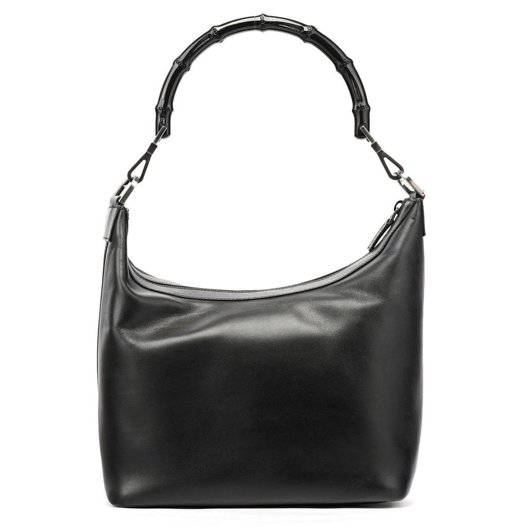 000 0531 Black Calfskin Bamboo Shoulder Bag