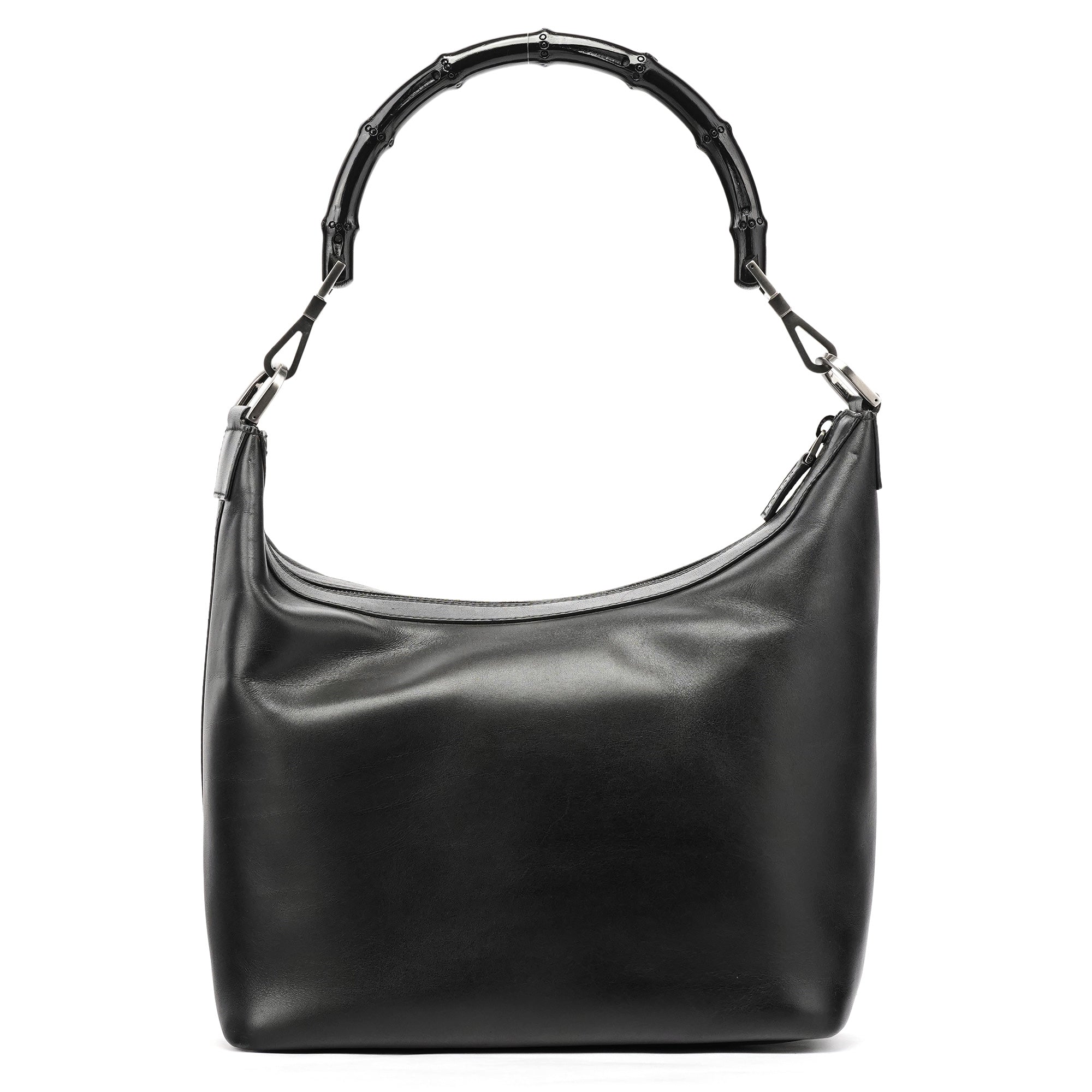 000 0531 Black Calfskin Bamboo Shoulder Bag