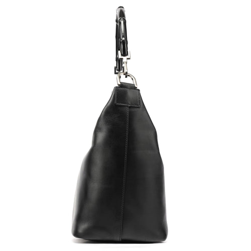000 0531 Black Calfskin Bamboo Shoulder Bag