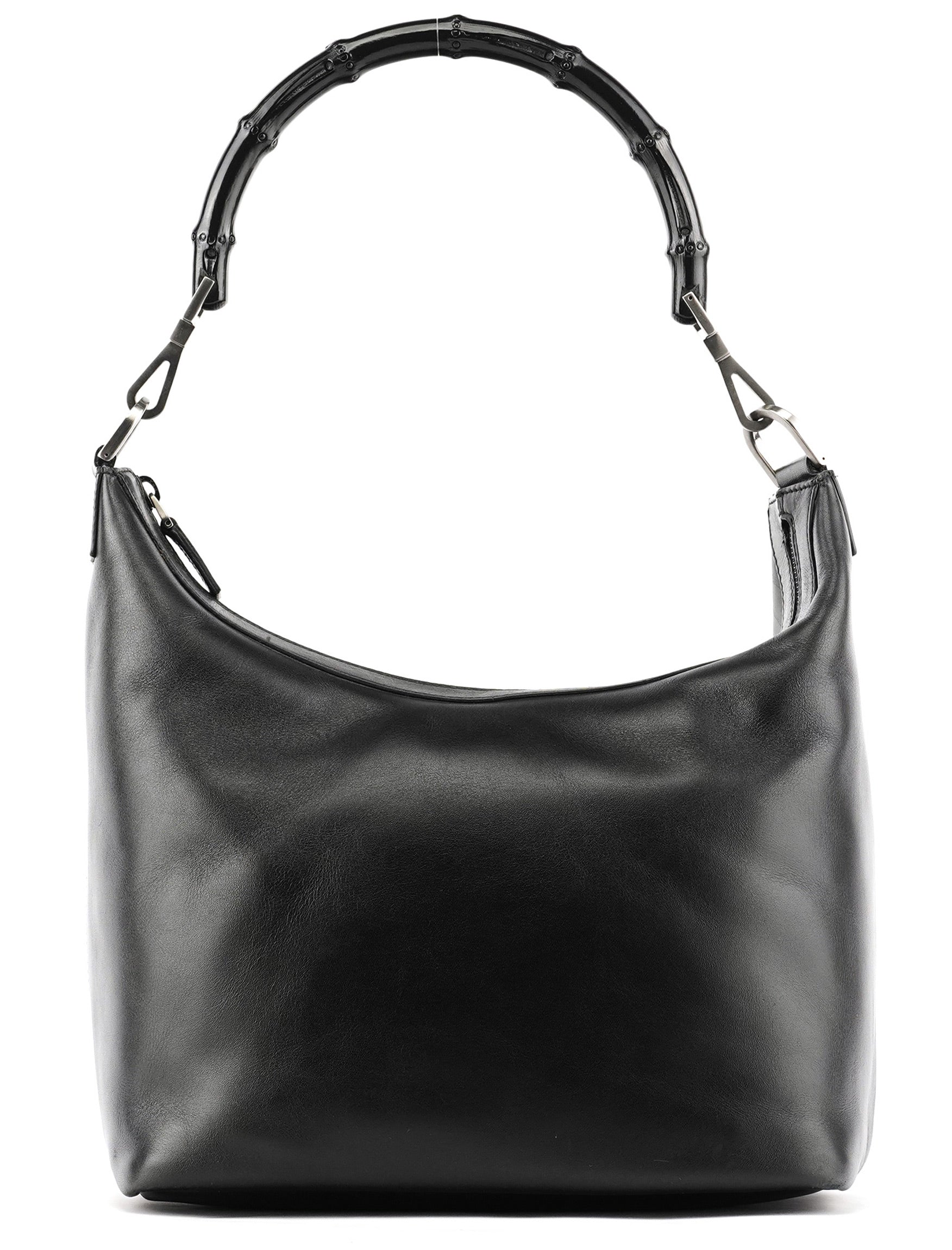 000 0531 Black Calfskin Bamboo Shoulder Bag