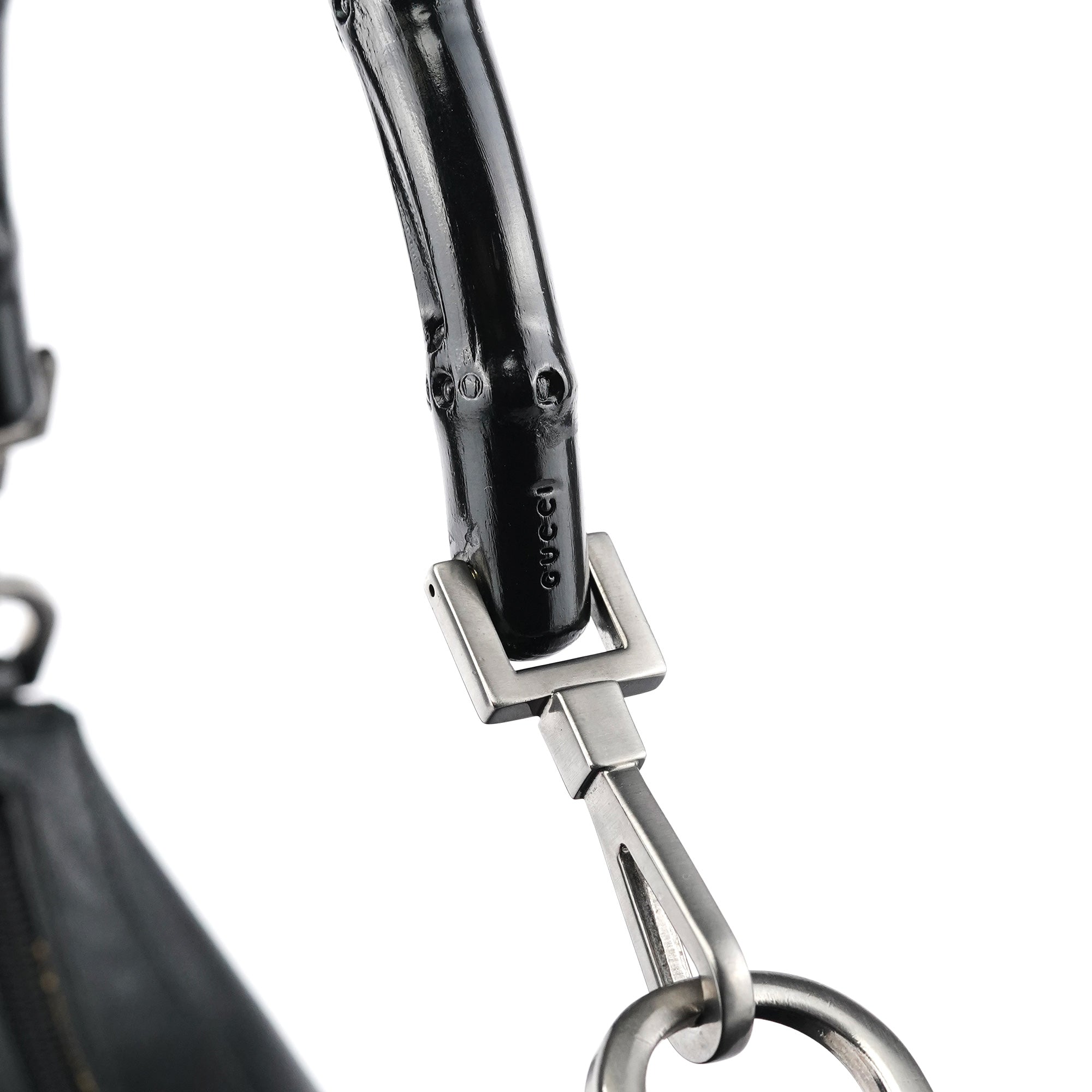 000 0531 Black Calfskin Bamboo Shoulder Bag