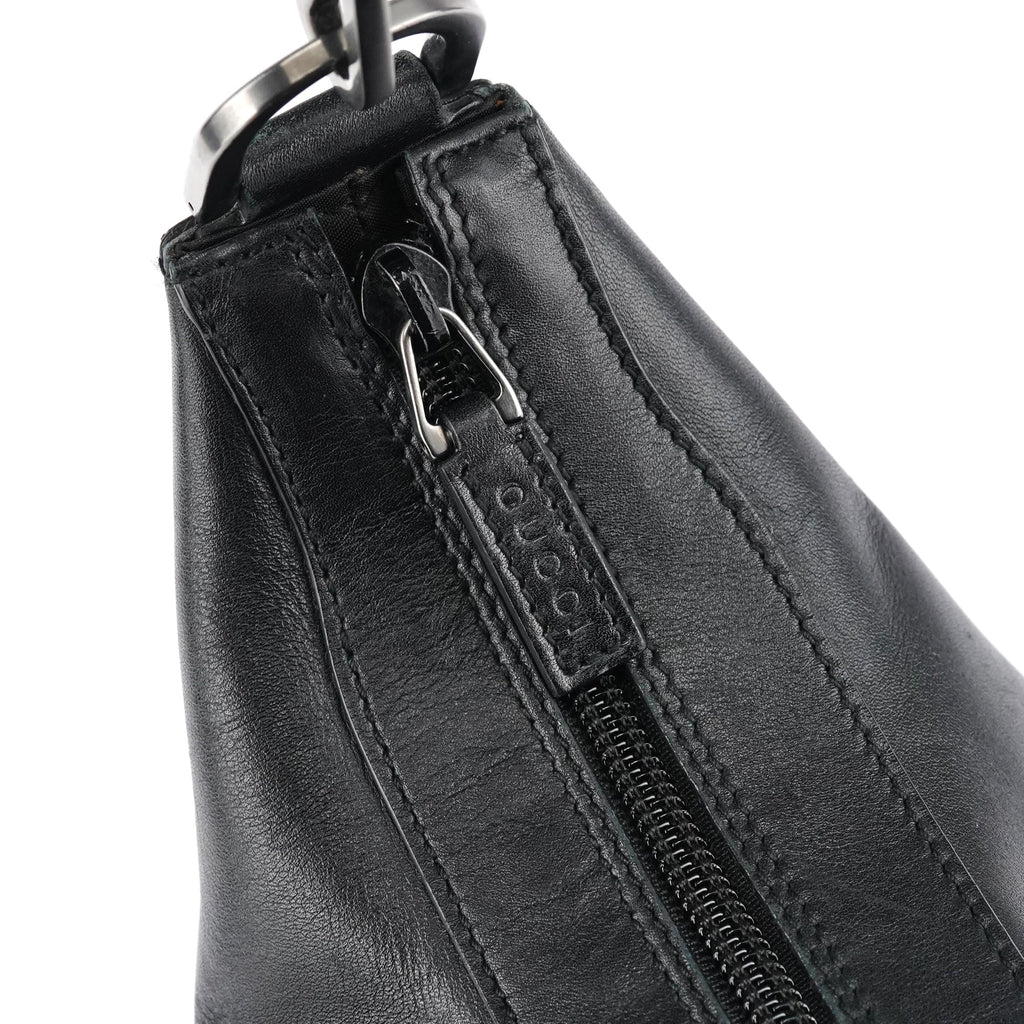 000 0531 Black Calfskin Bamboo Shoulder Bag