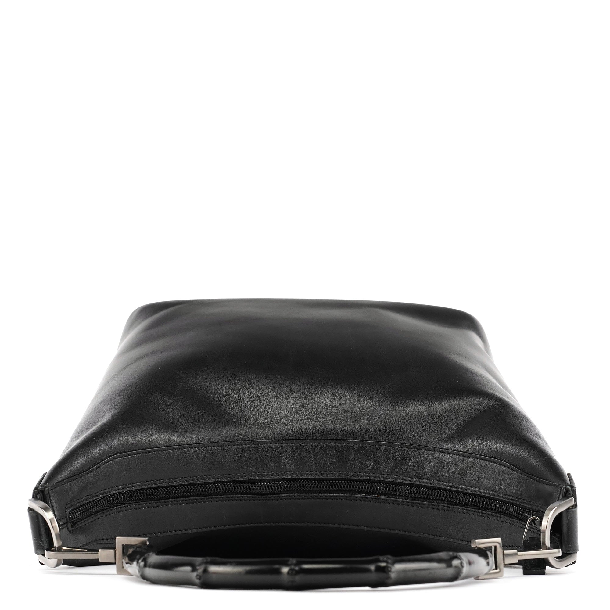 000 0531 Black Calfskin Bamboo Shoulder Bag